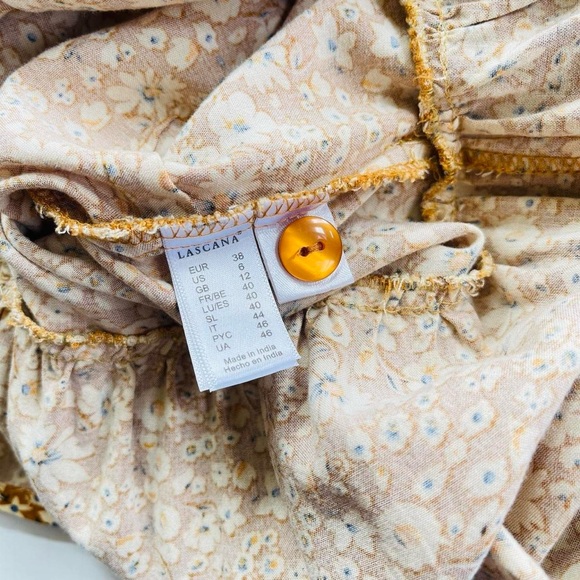 Lascana Ochre Mustard Yellow Floral Long Sleeve Prairie Dress 6 - Picture 6 of 6